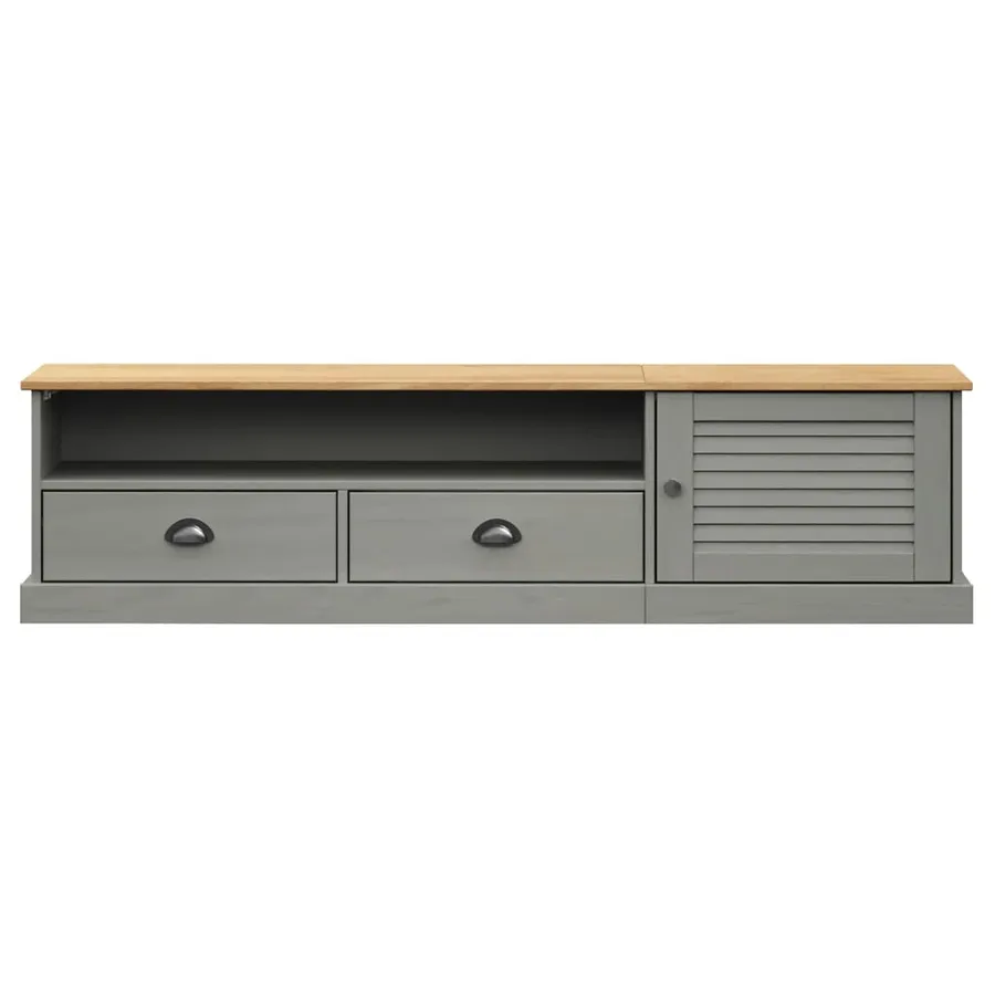 Meuble TV VIGO gris 156x40x40 cm bois massif de pin - 5