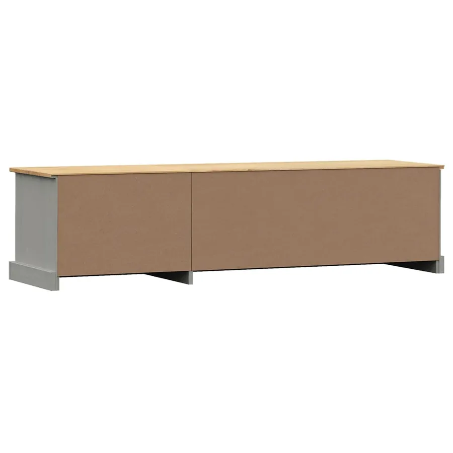 Meuble TV VIGO gris 156x40x40 cm bois massif de pin - 7