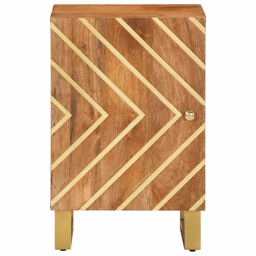 Armoire bain marron et noir 38x33,5x58 cm bois massif manguier - 4
