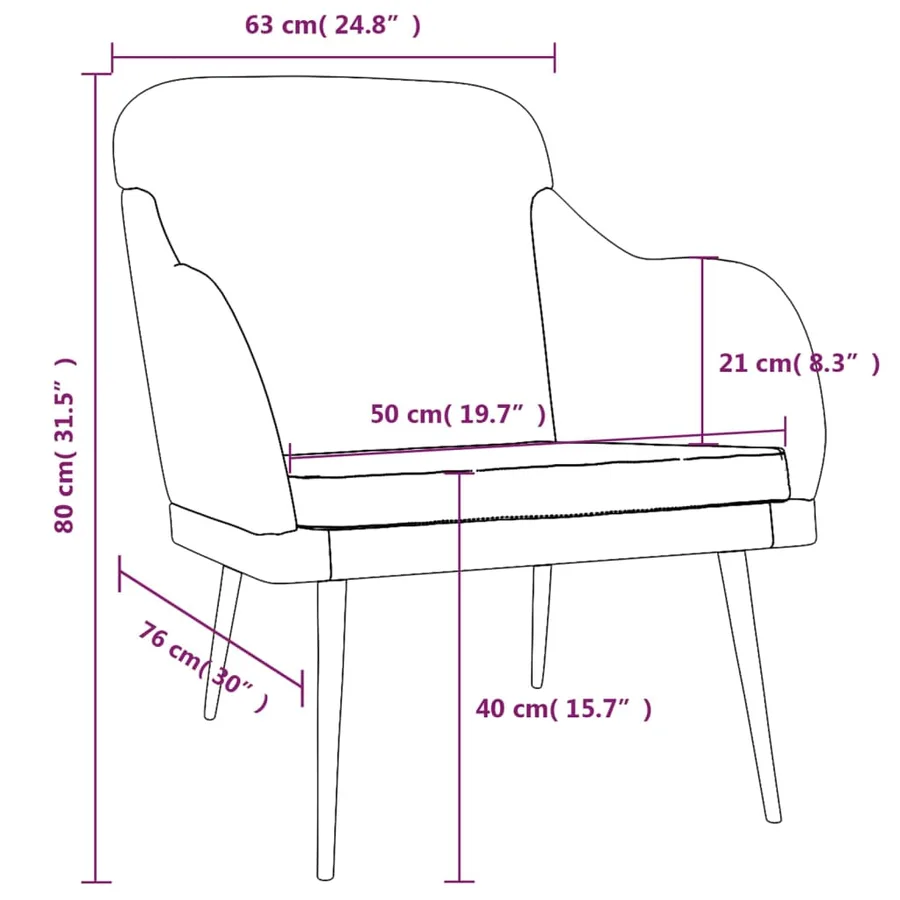Fauteuil Rose 63x76x80 cm Velours - 8