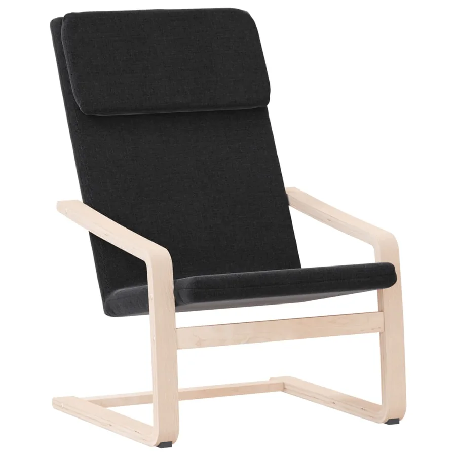 Chaise de relaxation Noir Tissu - 2