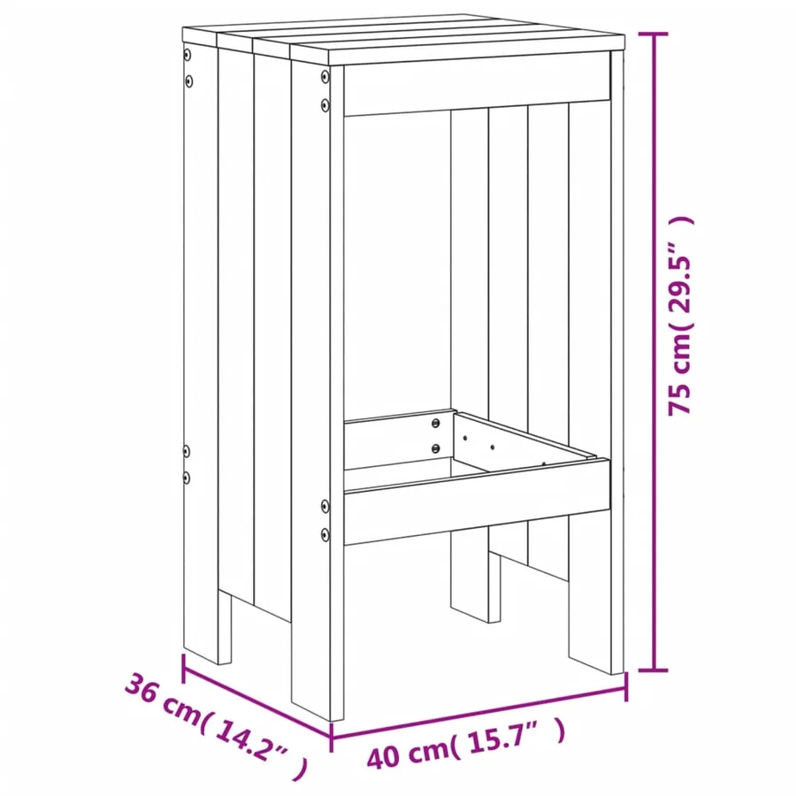 Tabourets de bar lot de 2 blanc 40x36x75 cm bois massif de pin - 9