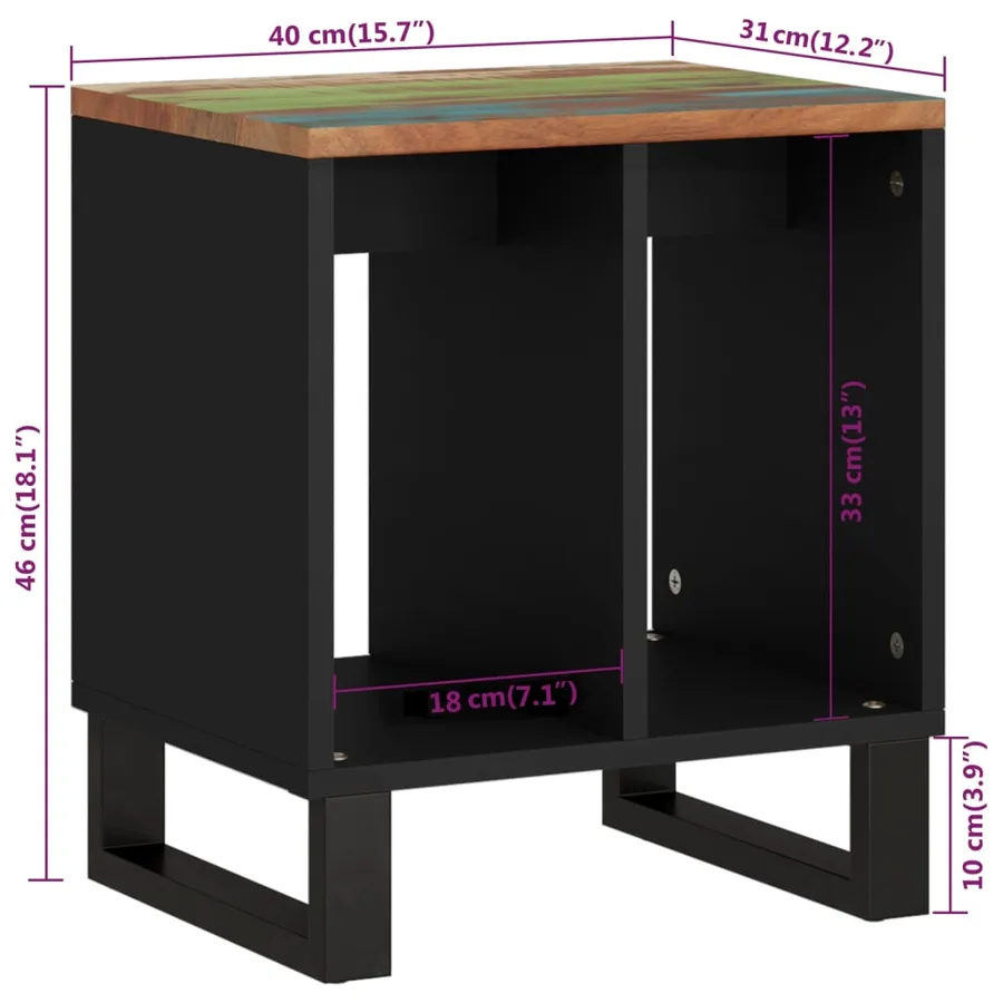 Table d'appoint 40x31x46cm Bois de récupération et d'ingénierie - 9