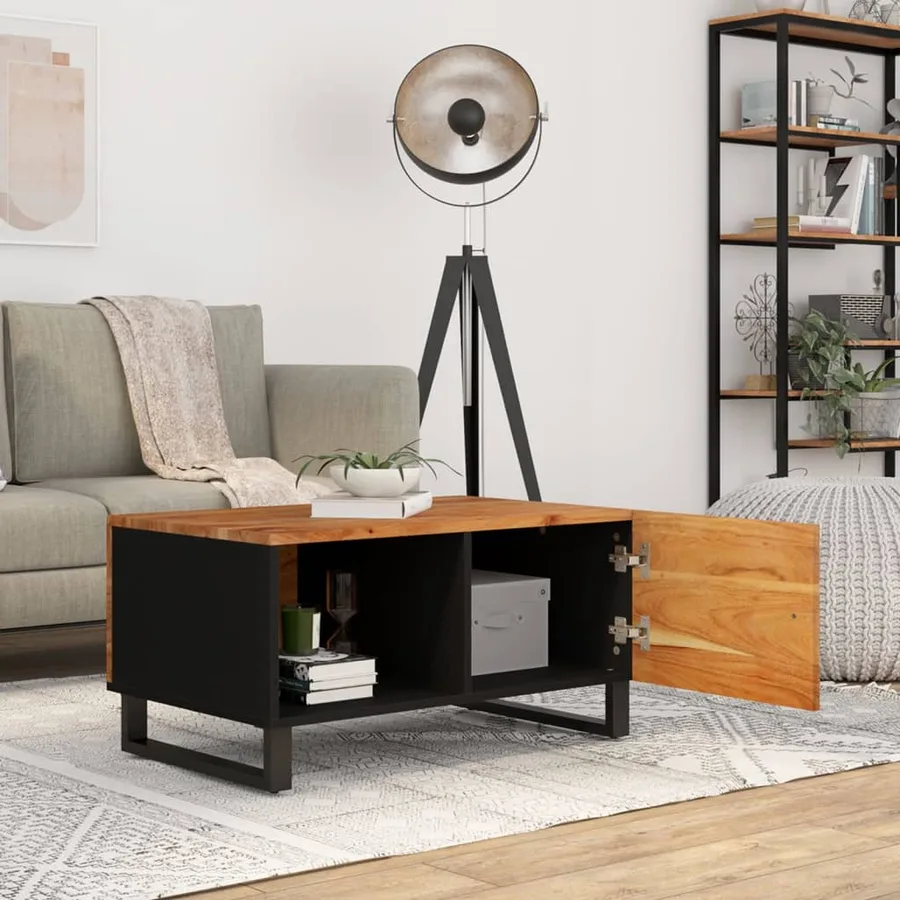 Table basse 80x50x40 cm Bois d'acacia solide et d'ingénierie - 3
