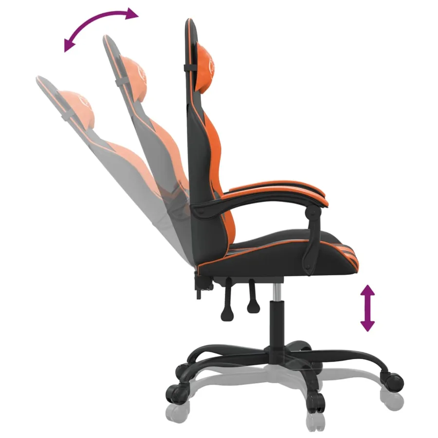 Chaise de jeu pivotante Noir et orange Similicuir - 10
