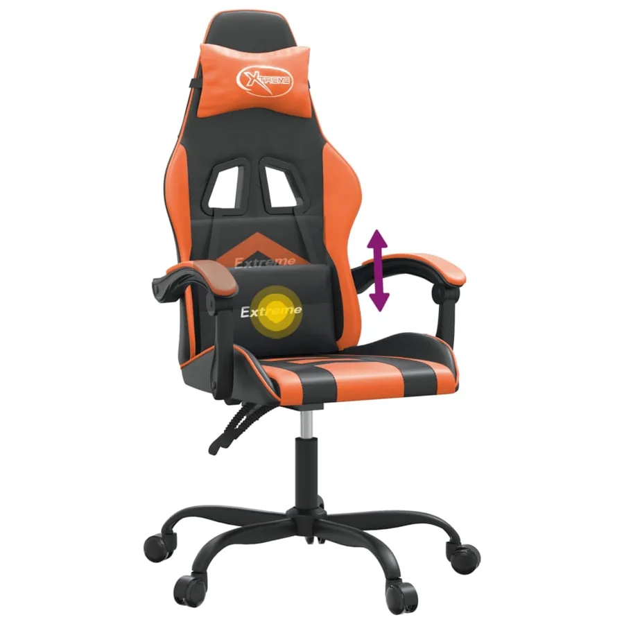 Chaise de jeu pivotante Noir et orange Similicuir - 11