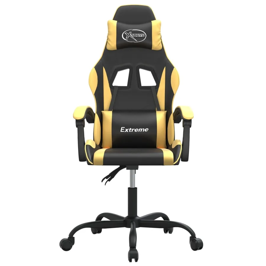 Chaise de jeu pivotante Noir et doré Similicuir - 3