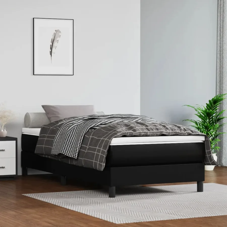 Matelas de lit à ressorts ensachés fermeté moyenne Noir 80x200x20 cm Similicuir