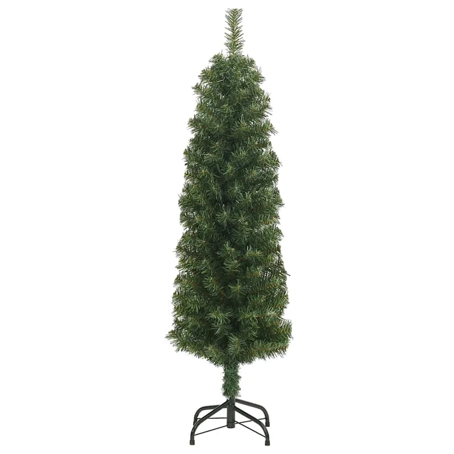 Sapin de Noël artificiel mince avec support vert 120 cm PVC - 3