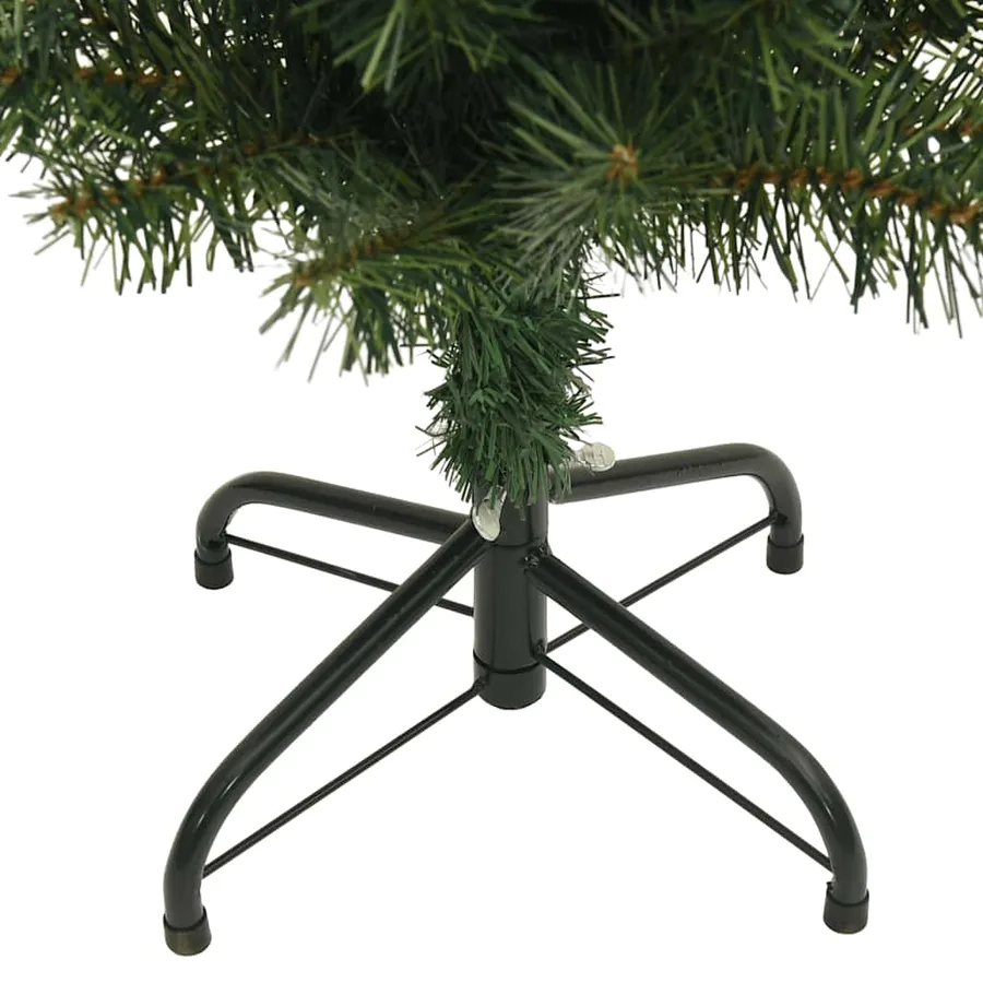 Sapin de Noël artificiel mince avec support vert 120 cm PVC - 6