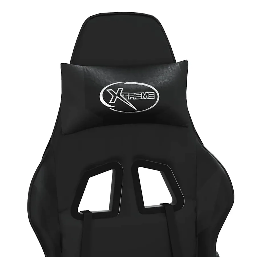 Chaise de jeu de massage avec repose-pied Noir Similicuir - 10