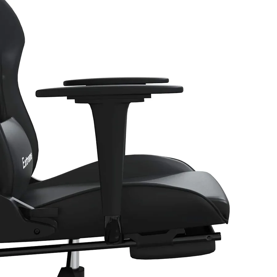 Chaise de jeu de massage avec repose-pied Noir Similicuir - 11