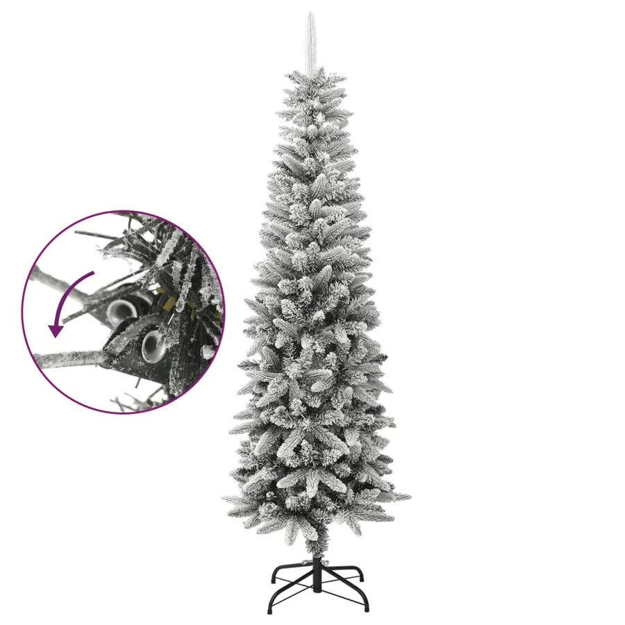 Sapin de Noël artificiel mince avec neige floquée 180 cm PVC/PE - 3