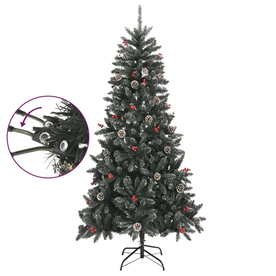 Sapin de Noël artificiel avec support Vert 210 cm PVC - 3