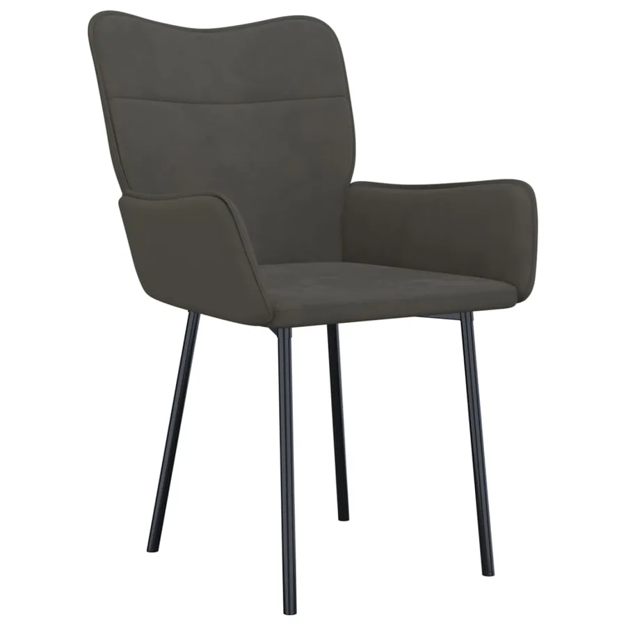 Chaises à manger lot de 2 Gris foncé Velours - 3