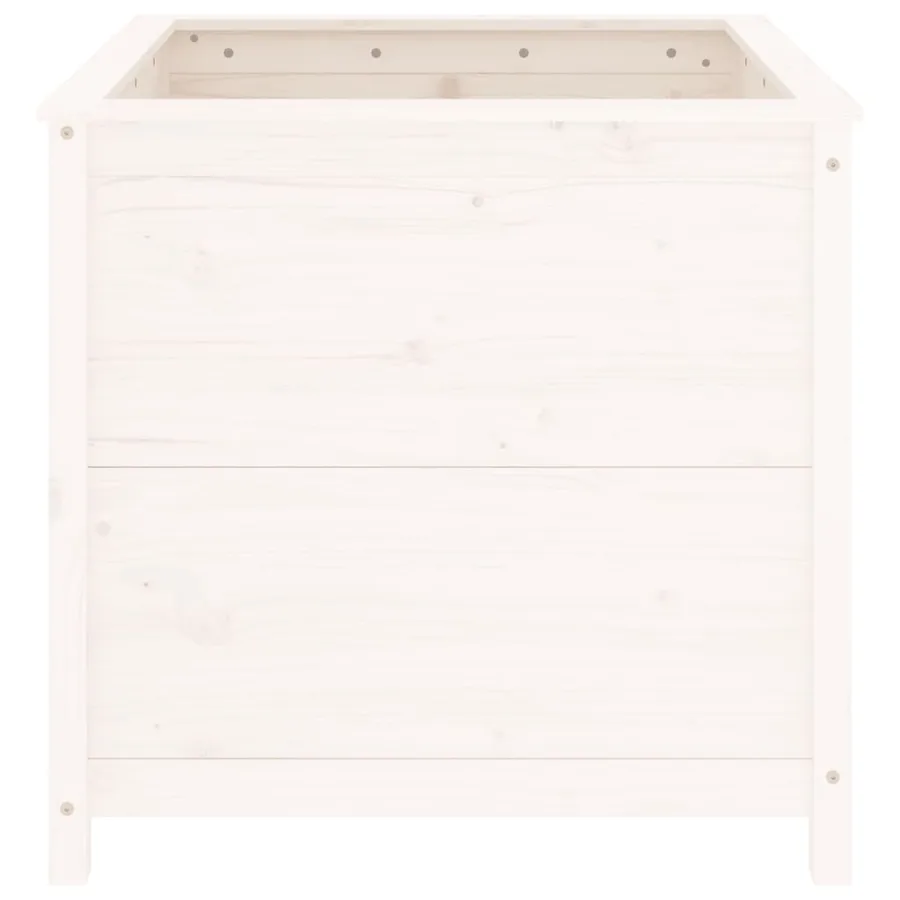 Jardinière blanc 82,5x82,5x78 cm bois massif de pin - 4
