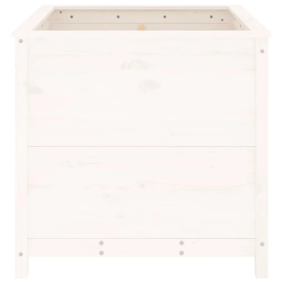 Jardinière blanc 82,5x82,5x78 cm bois massif de pin - 5