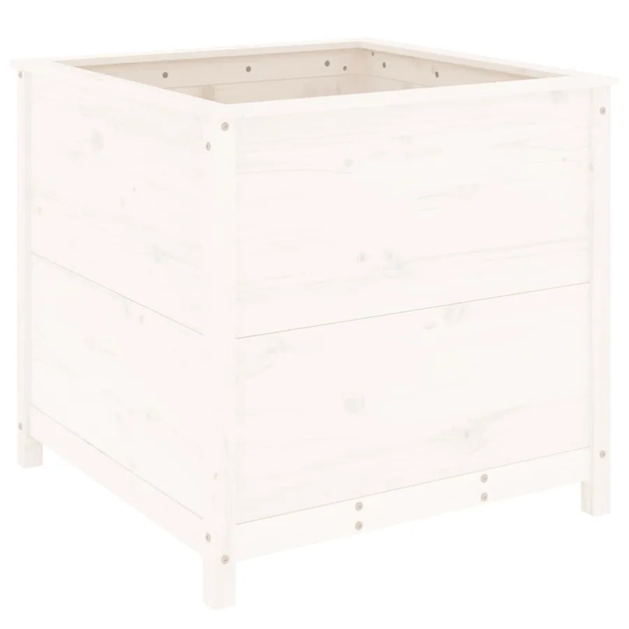 Jardinière blanc 82,5x82,5x78 cm bois massif de pin - 6