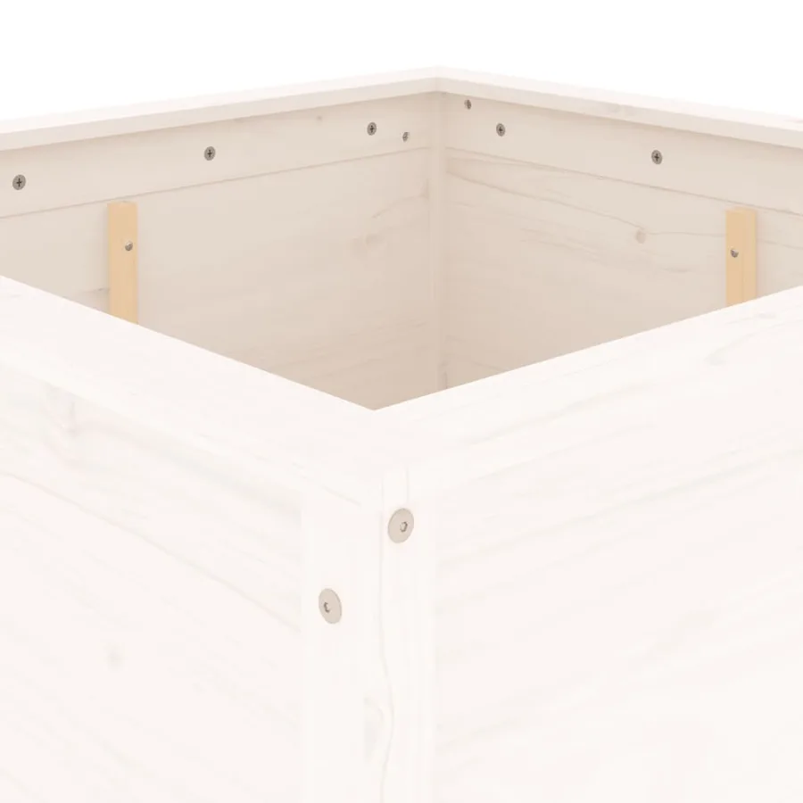 Jardinière blanc 82,5x82,5x78 cm bois massif de pin - 7