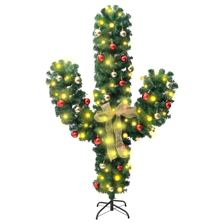 Cactus de Noël avec support et LED Vert 150 cm PVC - 2