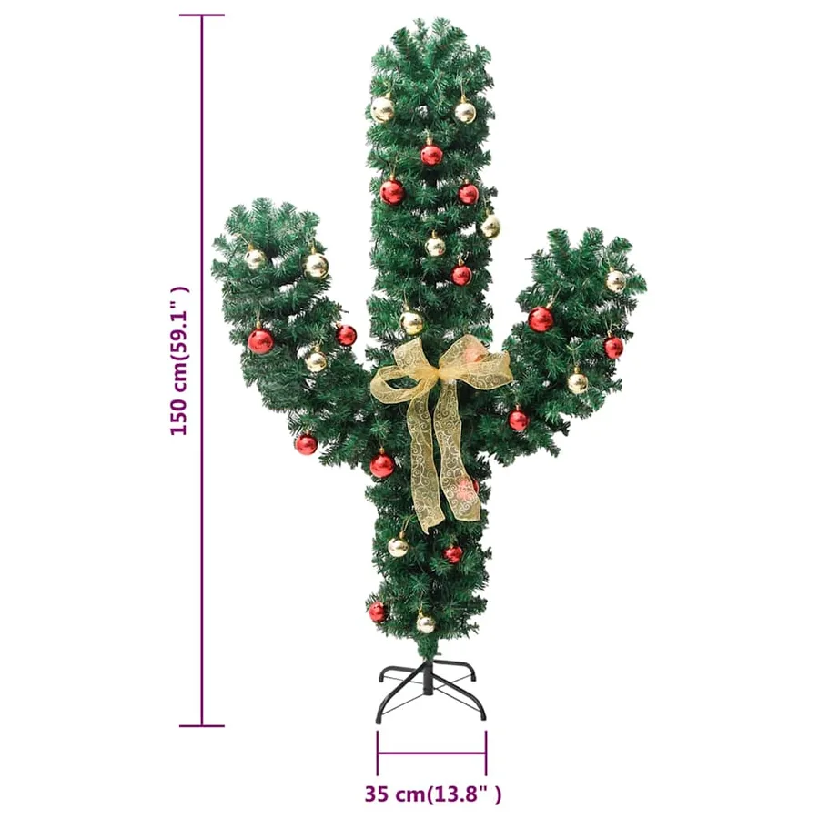 Cactus de Noël avec support et LED Vert 150 cm PVC - 9