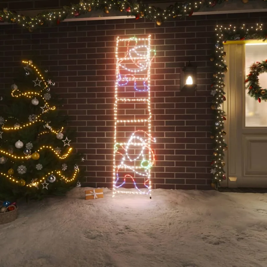 Figurine Père Noël sur échelle pliable avec 552 LED 50x200 cm