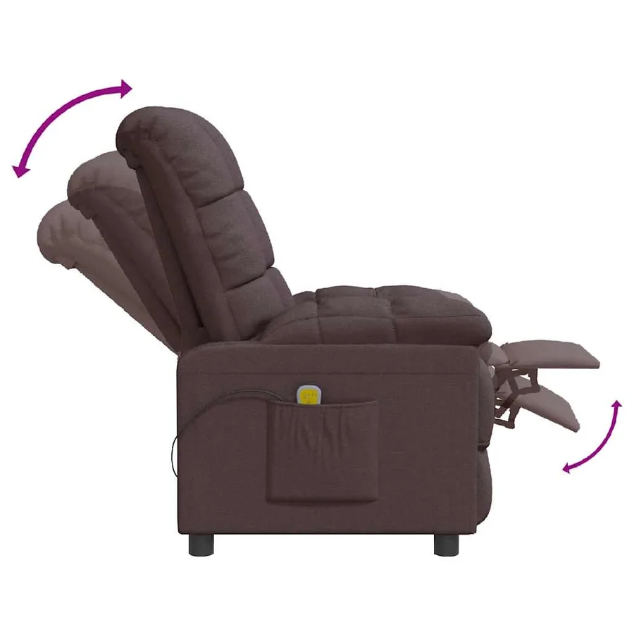Fauteuil de massage Marron foncé Tissu - 7