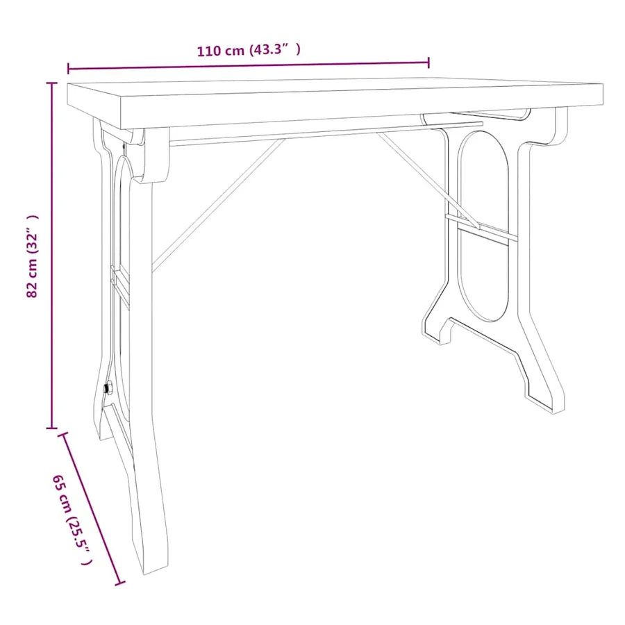 Table à dîner 110x65x82 cm Bois de sapin massif et fer - 6