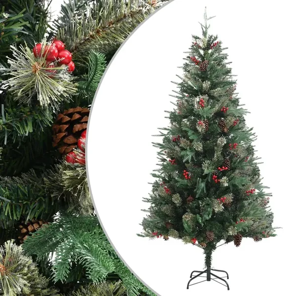Sapin de Noël avec pommes de pin Vert 225 cm PVC et PE