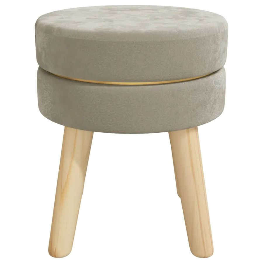 Tabouret rond Gris foncé Velours - 3