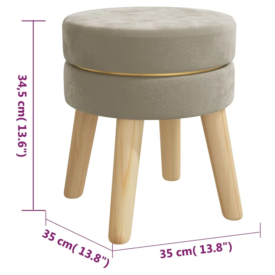 Tabouret rond Gris foncé Velours - 6
