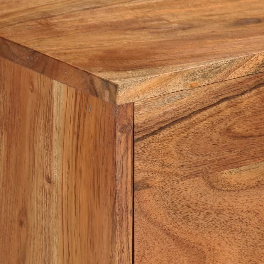 Meuble TV Marron miel et gris 110x30x50 cm Bois massif d'acacia - 6