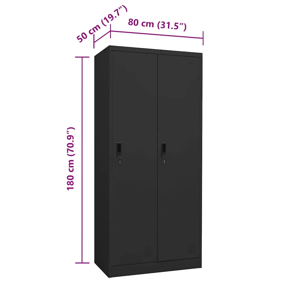 Garde-robe Anthracite 80x50x180 cm Acier - 10