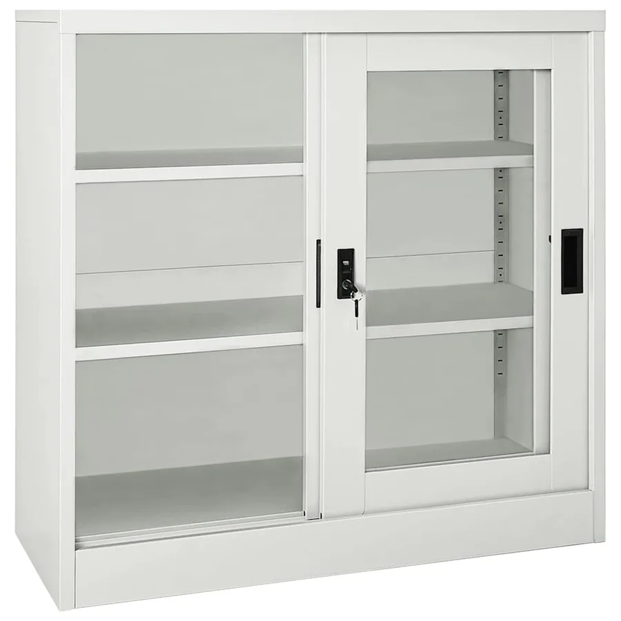 Armoire à portes coulissantes Gris clair 90x40x90 cm Acier - 5