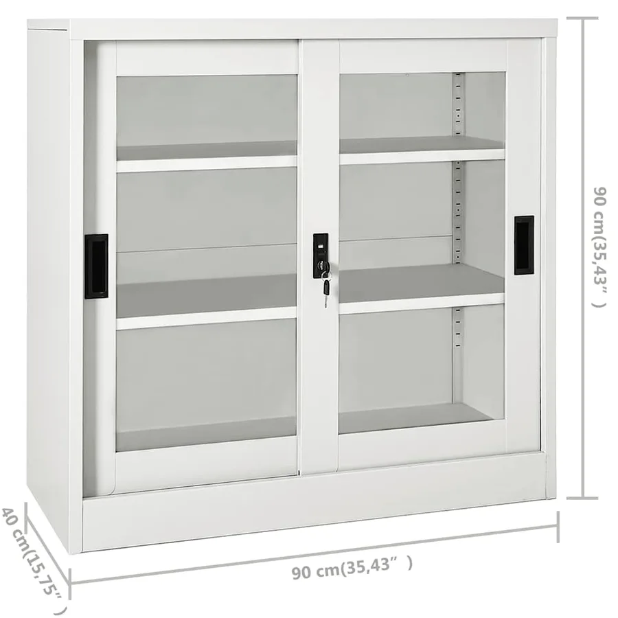 Armoire à portes coulissantes Gris clair 90x40x90 cm Acier - 9