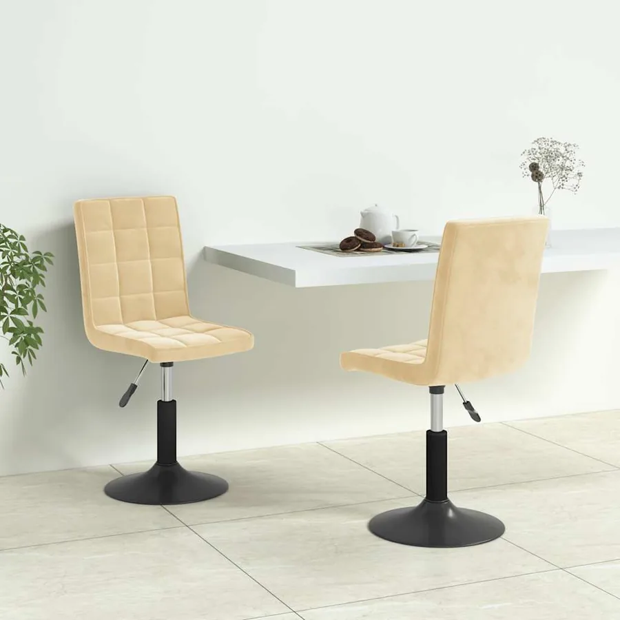 Chaises pivotantes à manger lot de 2 crème velours