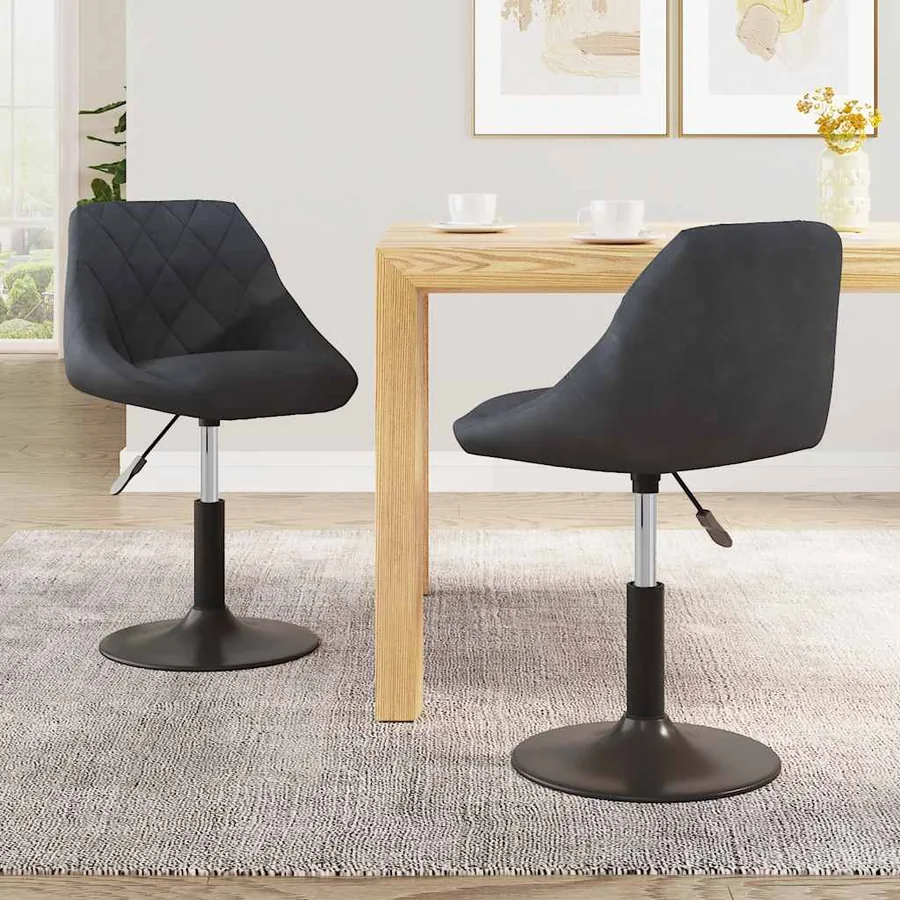 Chaises pivotantes à dîner lot de 2 Gris foncé Velours