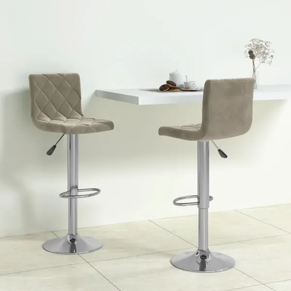 Tabourets de bar lot de 2 gris clair velours