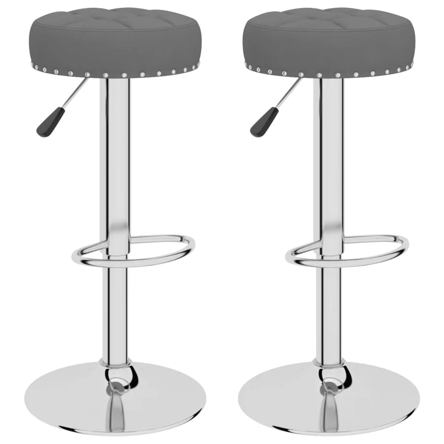 Tabourets de bar lot de 2 gris foncé tissu - 2
