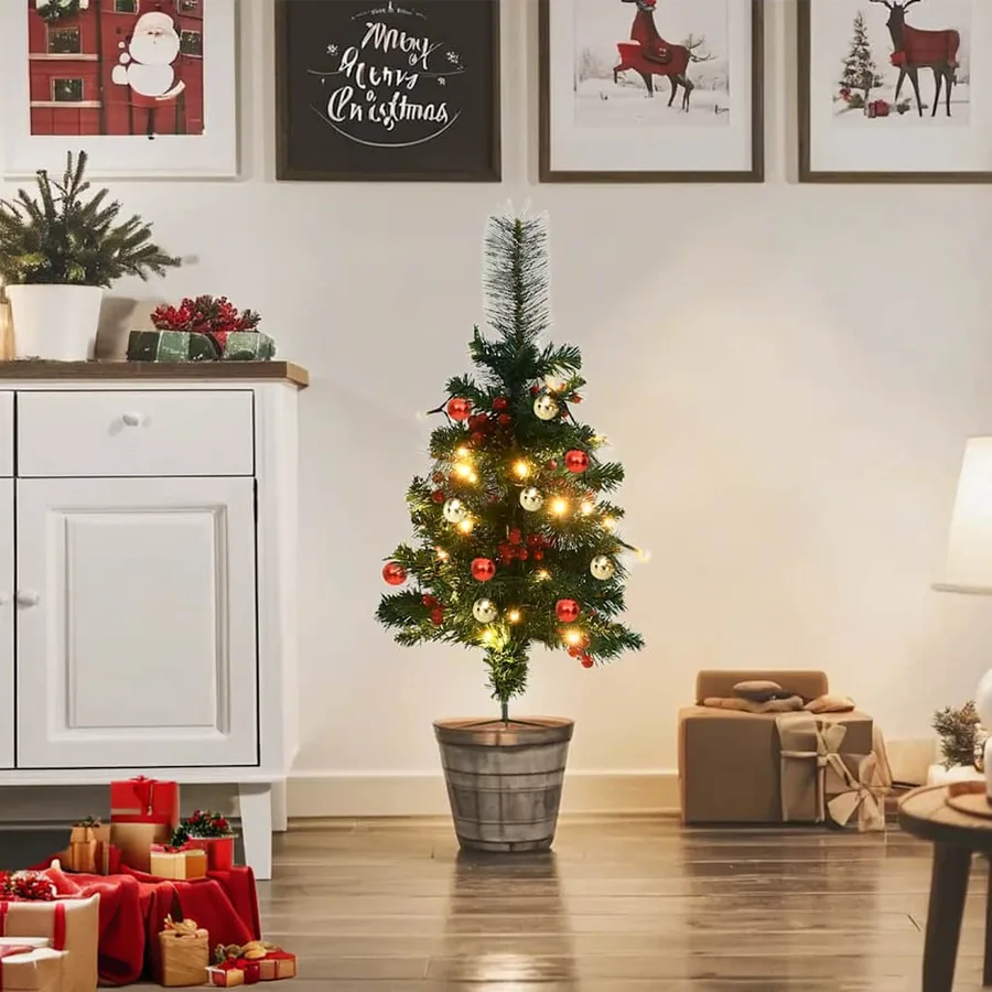 Arbre de Noël artificiel pré-éclairé d'allée 2 pcs 76 cm PVC - 2