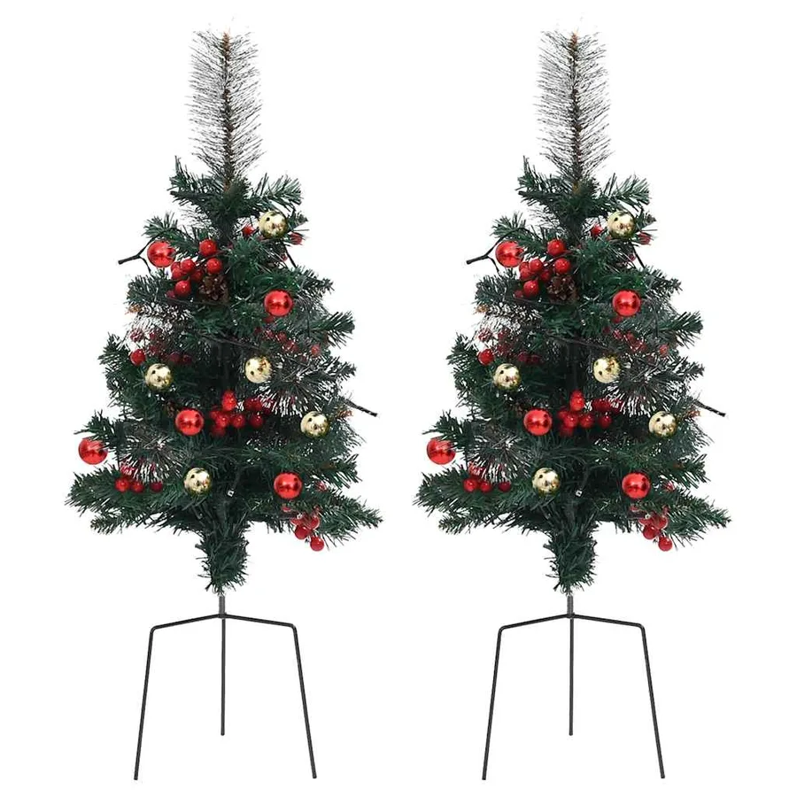 Arbre de Noël artificiel pré-éclairé d'allée 2 pcs 76 cm PVC - 3