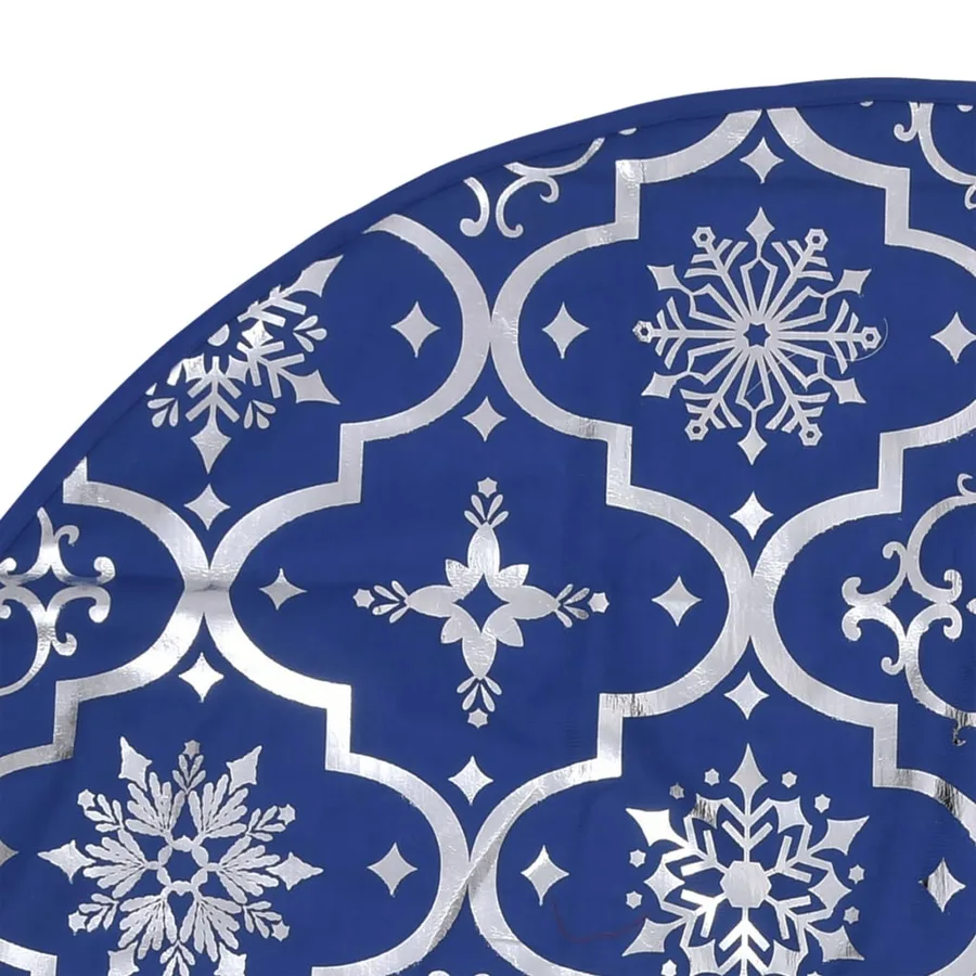 Jupe de sapin de Noël de luxe avec chaussette Bleu 90 cm Tissu - 6