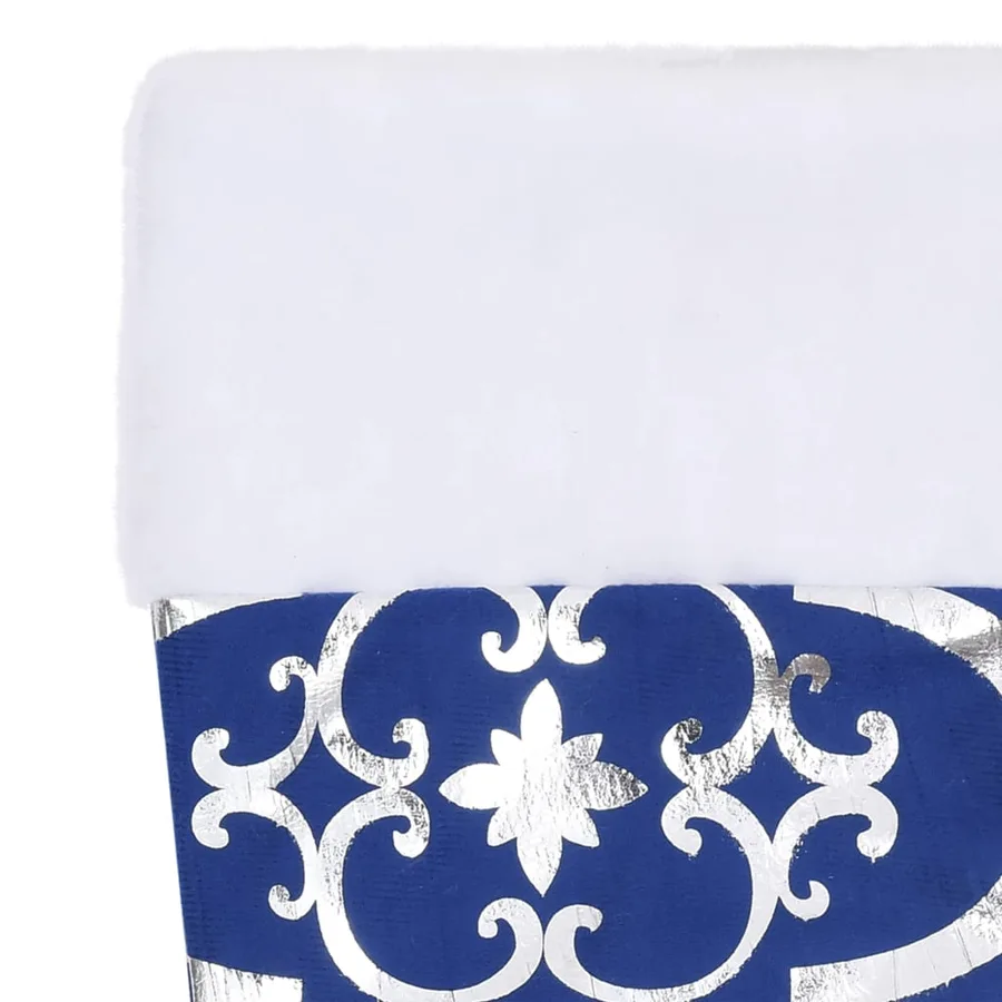 Jupe de sapin de Noël de luxe avec chaussette Bleu 90 cm Tissu - 7