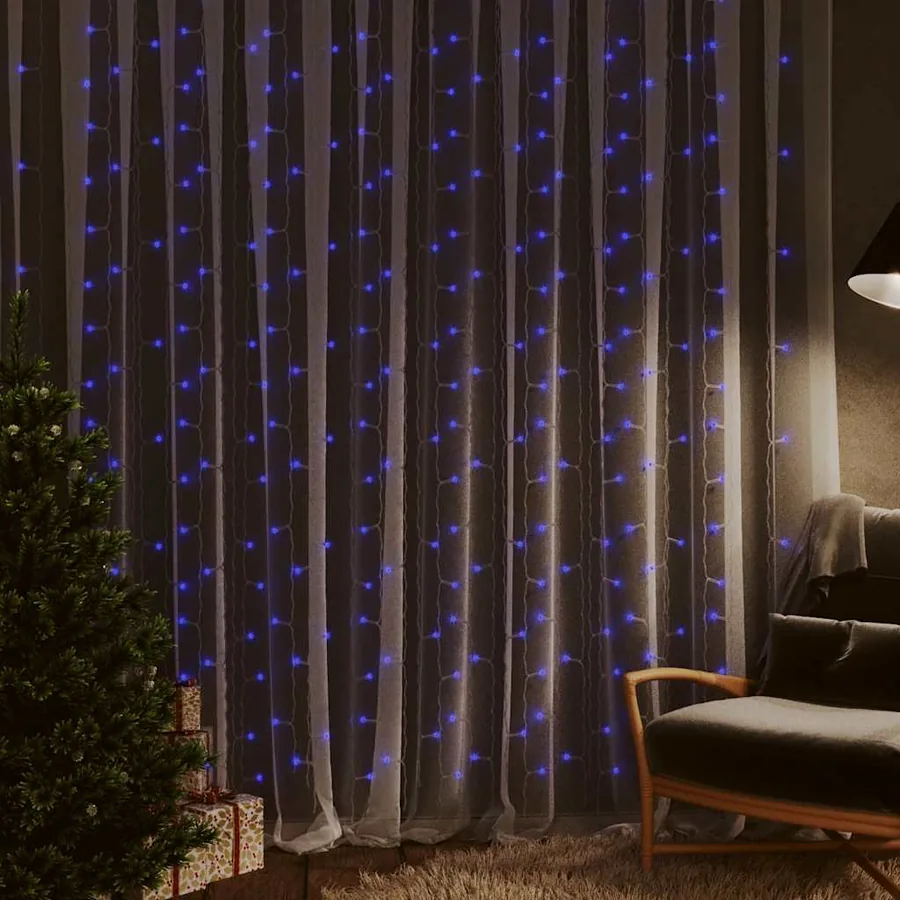 Rideaux lumineux à LED 3x3 m 300 LED Bleu 8 fonctions
