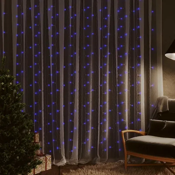 Rideaux lumineux à LED 3x3 m 300 LED Bleu 8 fonctions