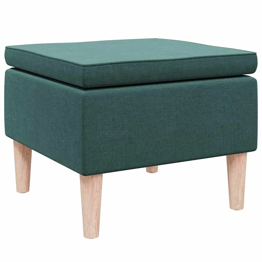 Tabouret avec pieds en bois Vert foncé Tissu - 2