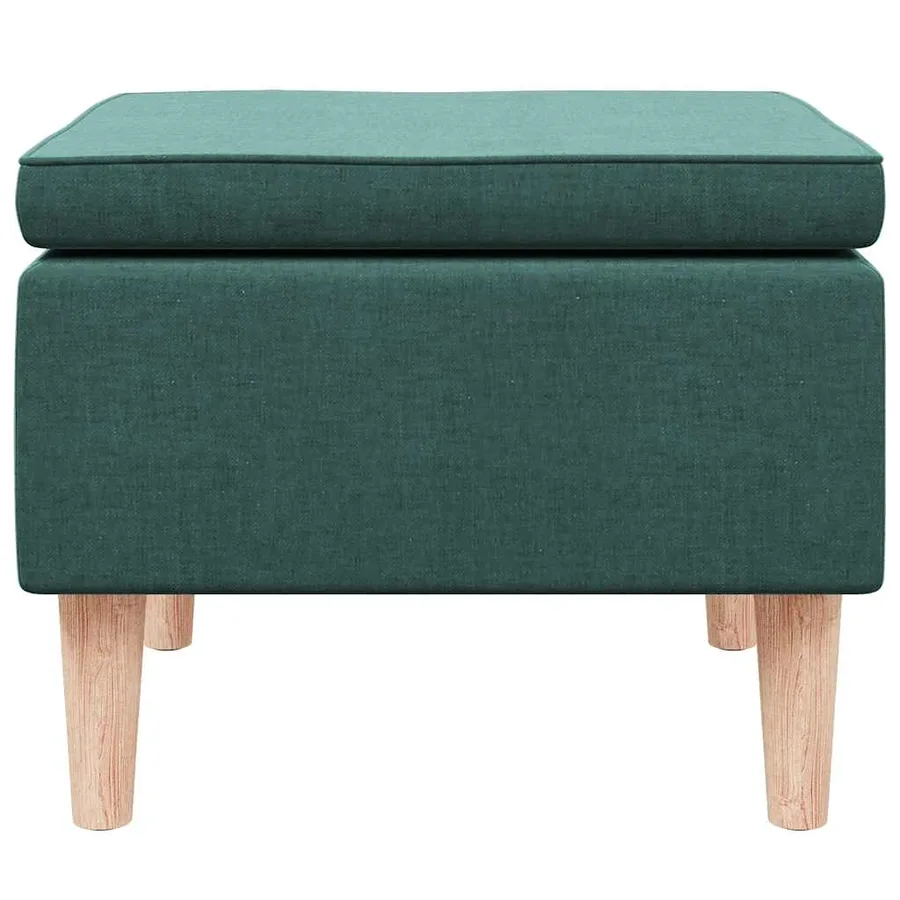 Tabouret avec pieds en bois Vert foncé Tissu - 3
