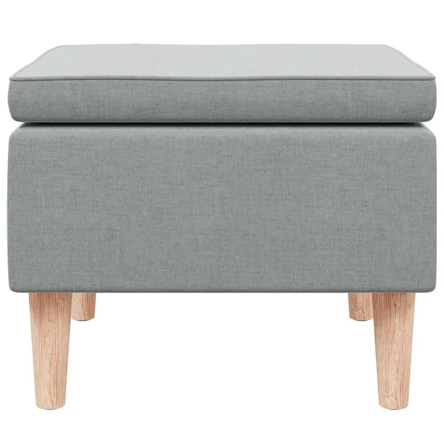 Tabouret avec pieds en bois Gris clair Tissu - 5