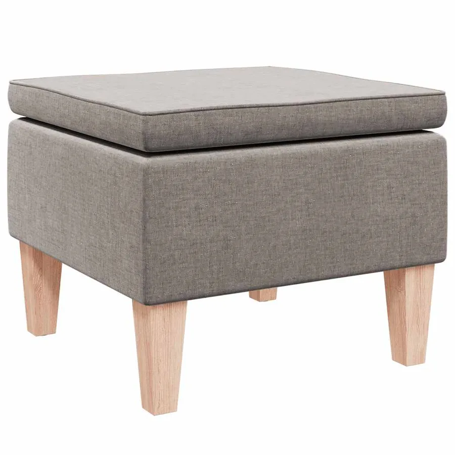 Tabouret avec pieds en bois Taupe Tissu - 4