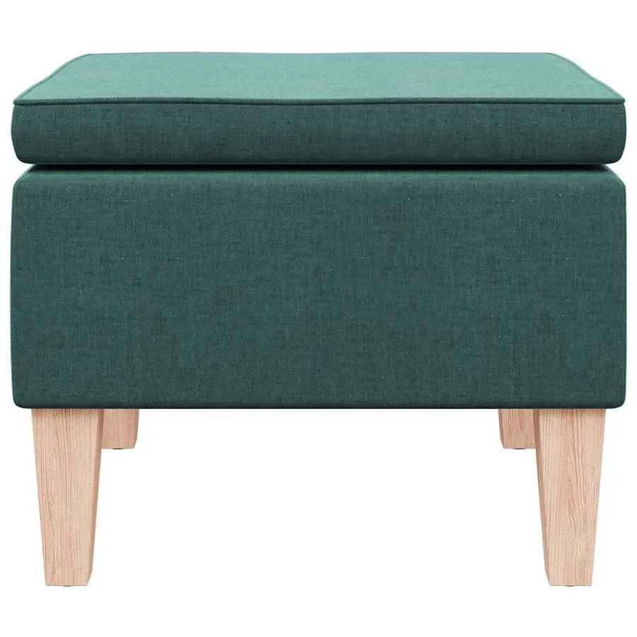 Tabouret avec pieds en bois Vert foncé Tissu - 3
